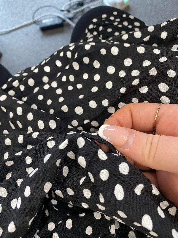 Stylish River island black polka dot mini dress uk 8 KM004