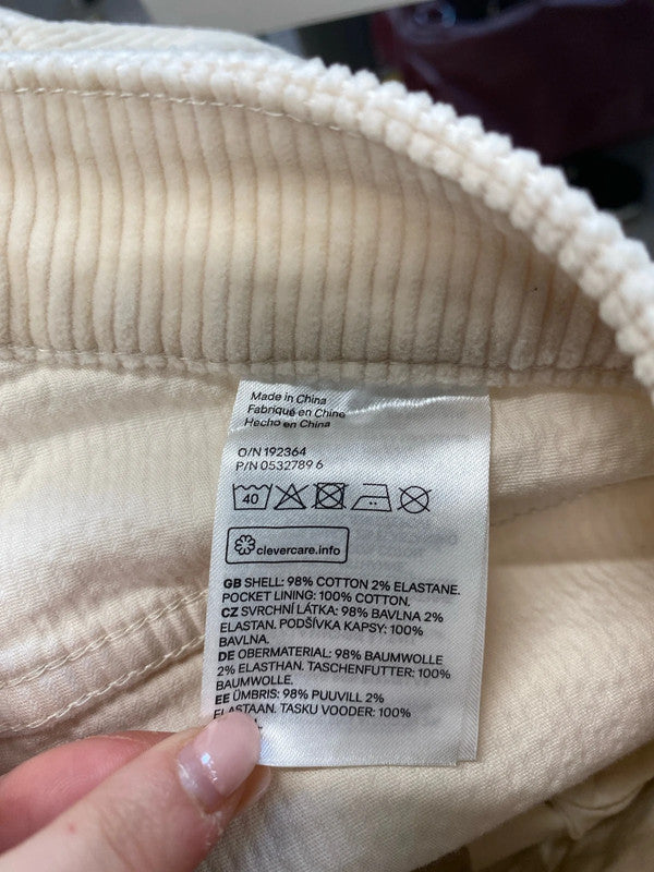 Lovely H&M cream cord trousers UK 16 nwt KM003