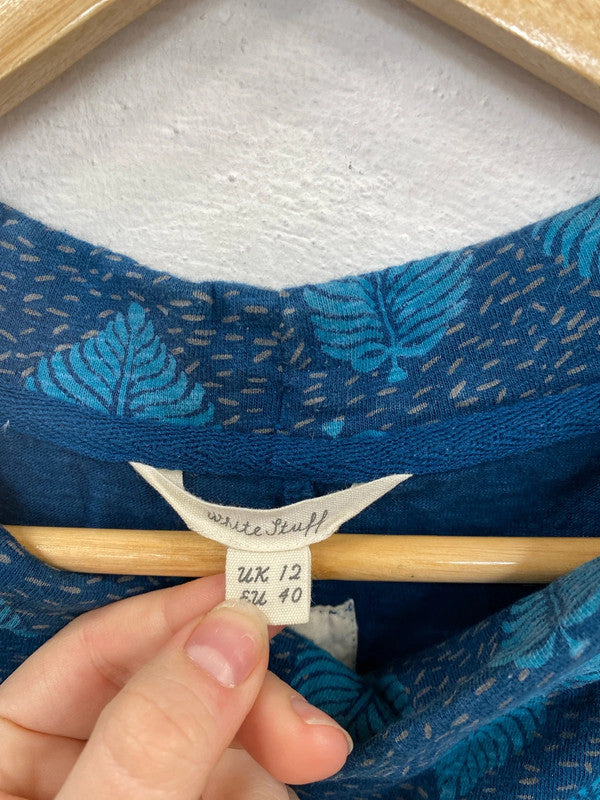 White Stuff Fabulous Sea Green Leafy Pattern Cowl Neck Tunic UK 12 MM005