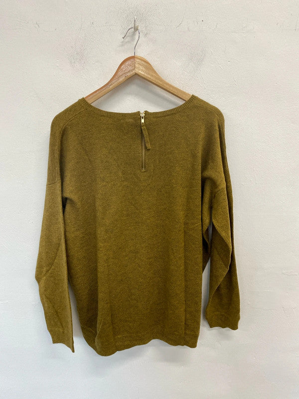 Lovely H&M Green khaki zip back jumper UK L KM003