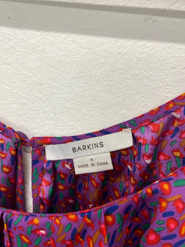 Fabulous Barkins purple ditsy slinky summer dress Uk8 JM005