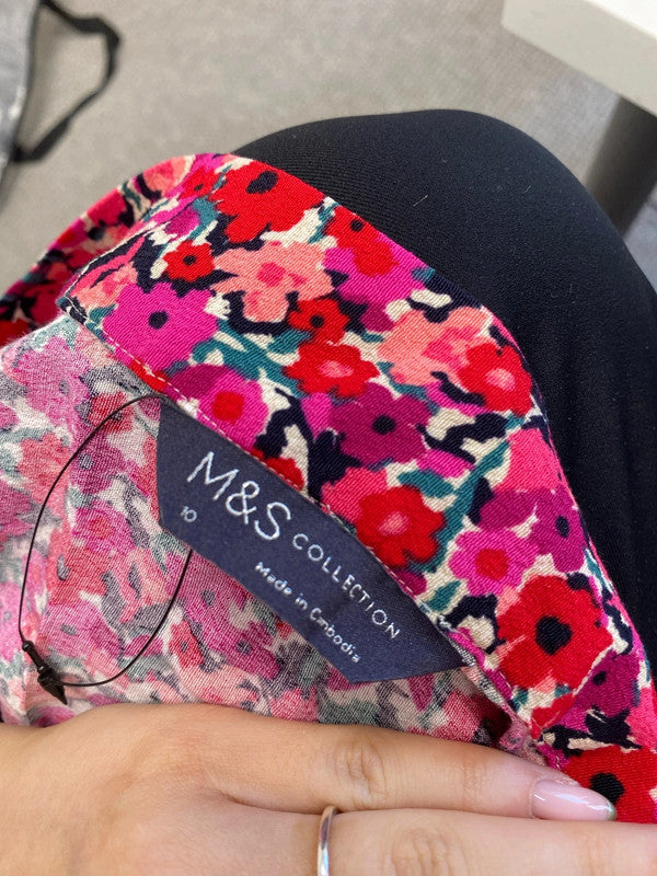 Lovely m&s pink foral fit and flare skirt UK 10 JM005