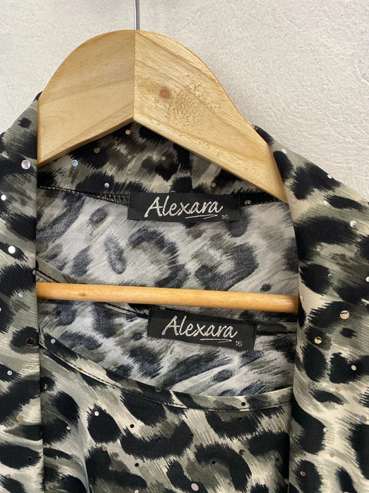 Lovely alexara leopard silver spotted coord top cardigan UK 16 RR002