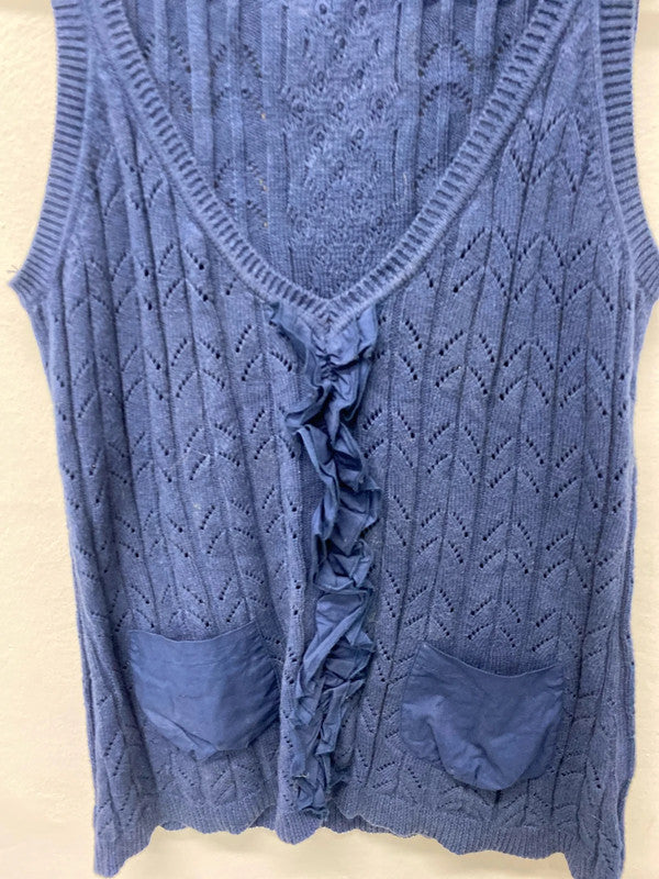 Fabulous y2K petrol blue crochet knit tank UkM 12/14 MM005