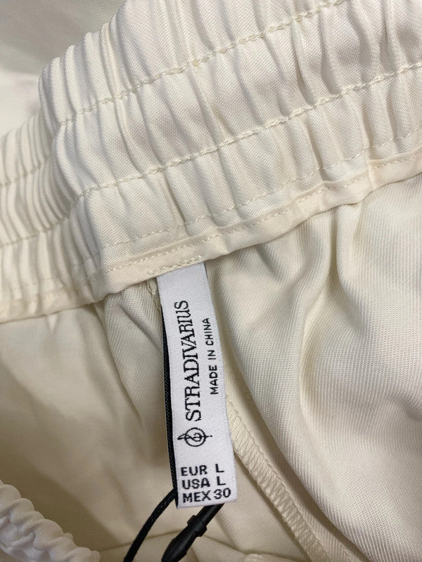 Fabulous Stradivarius Wide leg ivory joggers UkL summer chic KS002
