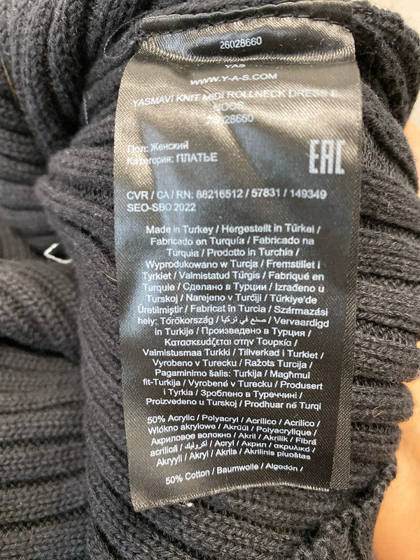 Fabulous YAS black ribbed turtle neck long jumper Dress UkL KS002