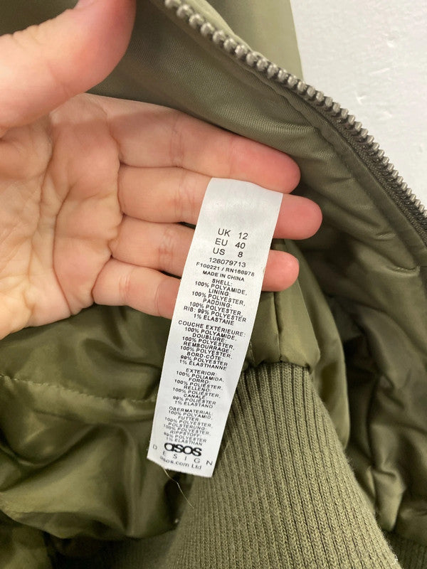 ASOS Trendy Khaki Green Bomber Jacket UK 12 LP003