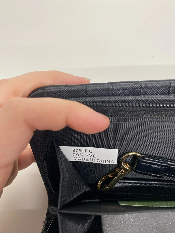 Angela Elegant Black Puff Quilt Faux Leather Purse KM005