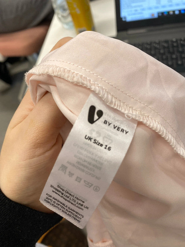 Lovely very rose broderie frill midi dress UK 16 JB005