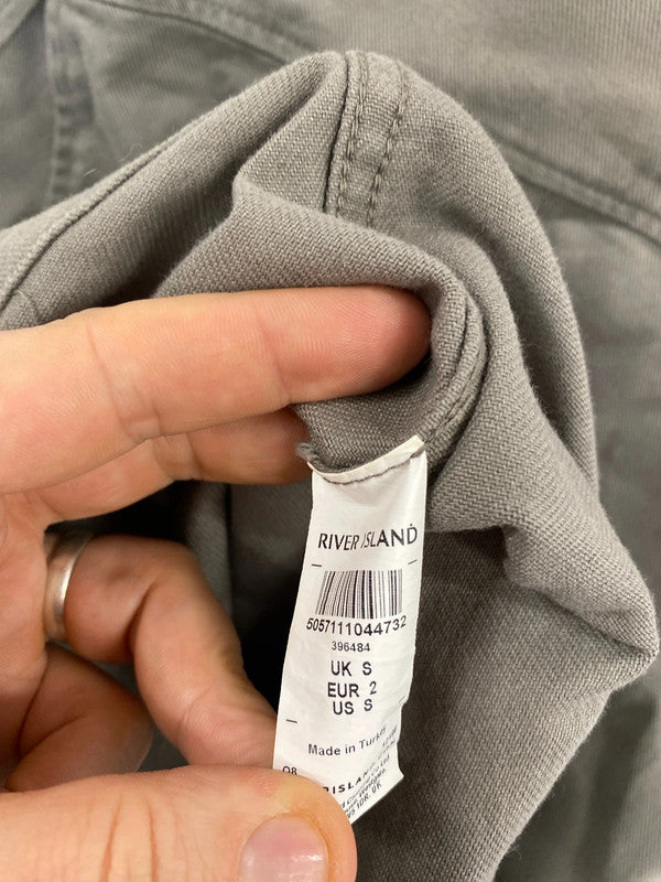Classic River Island chore jacket denim canvas S khaki grey SD001