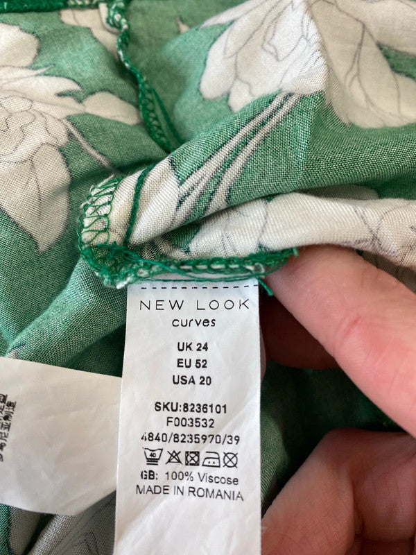 Fabulous Tropical emerald green floral curves Uk24 smock dress IM001