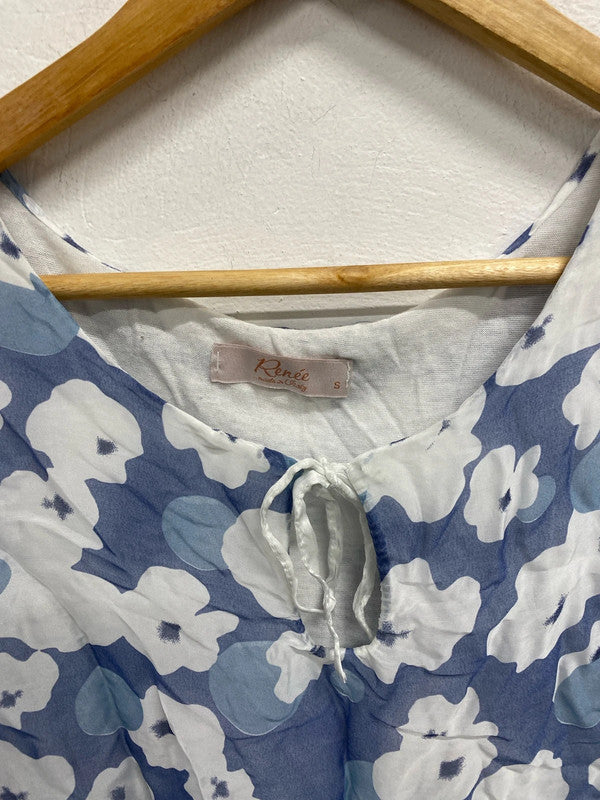 Lovely renee made in Italy floral blue white top UK S LD001