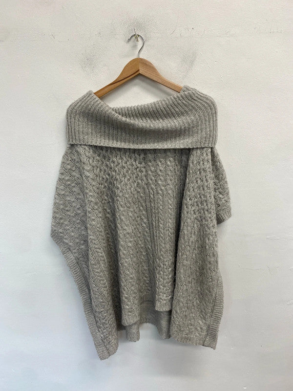 Lovely george grey knit thick roll neck poncho UK XL RG021