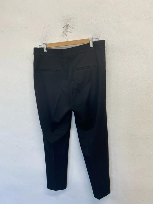 Lovely H&M black cropped office trousers UK 16 KM003