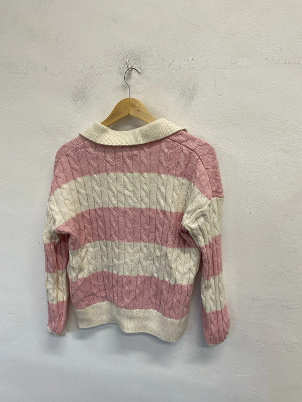 Lovely joules striped knit pink white jersey UK 10 EC001