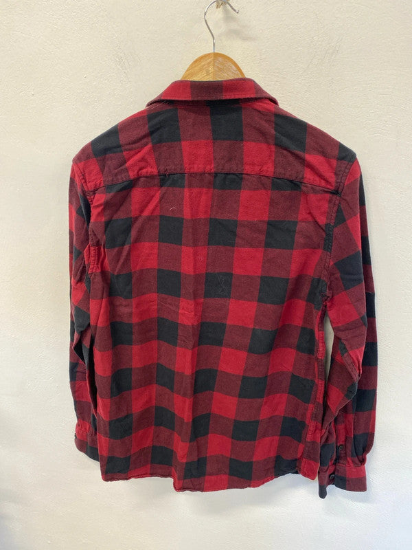 Duo of classic check New Look shirts red green black M #2 JR001