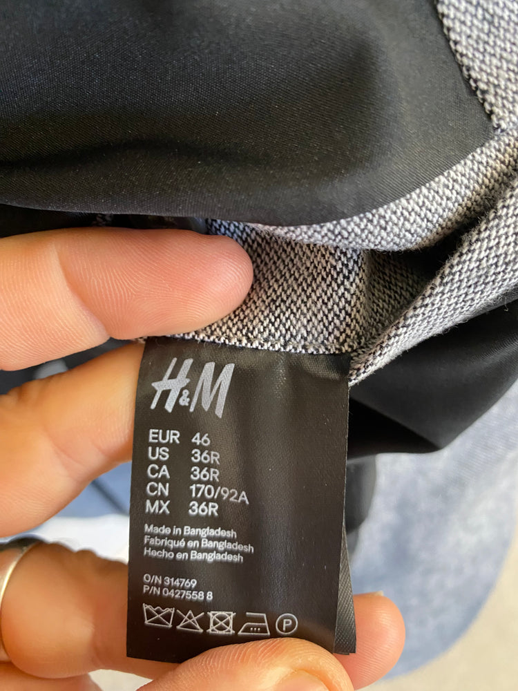 Classic grey H&M gents blazer tweed races wedding 36r JR001