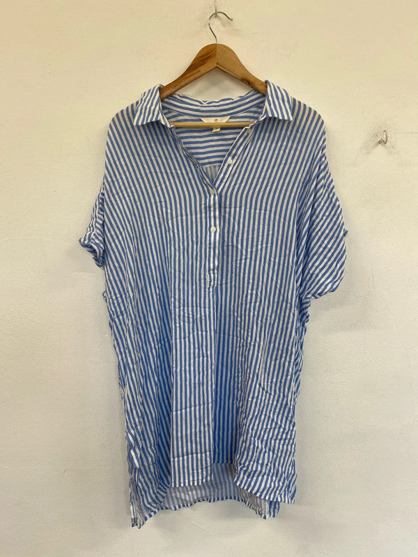 H&M Trendy Blue & White Stripe Oversize Tunic Size XL IM001