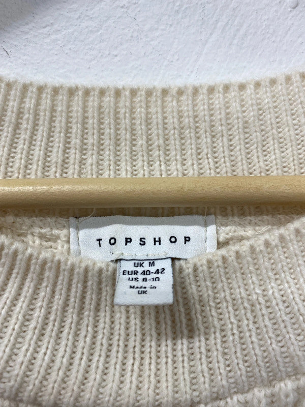 Topshop Stylish Cream Knit Midi Dress Size M KS002