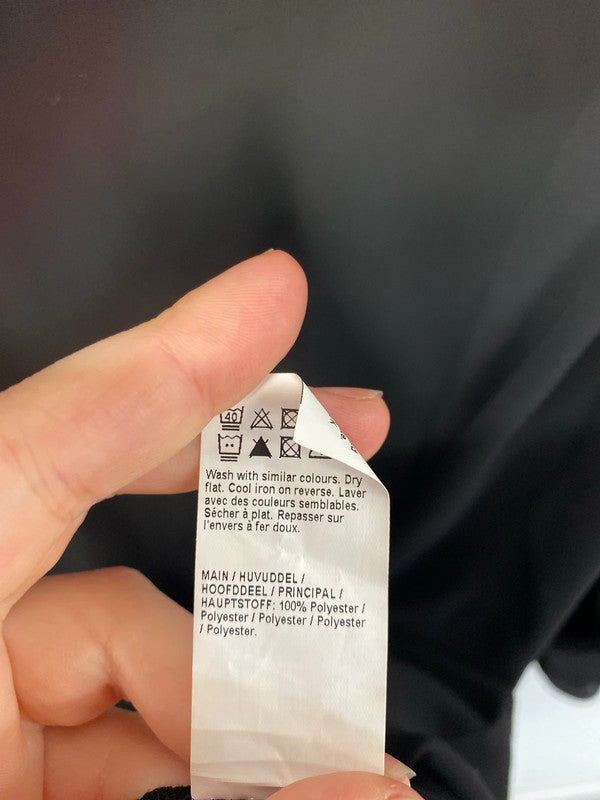 River Island Chic Black High Neck Button Detail Mini Dress UK 8 KM004