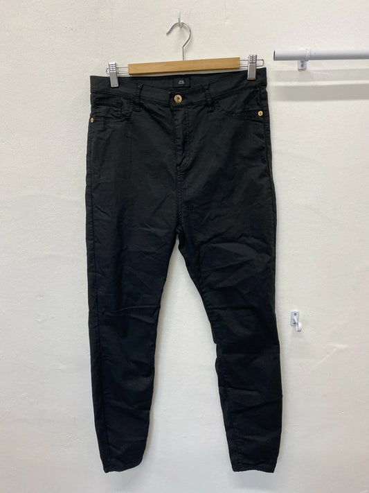 Fab River Island coated black skinny jeans Uk 14 Regular KN003