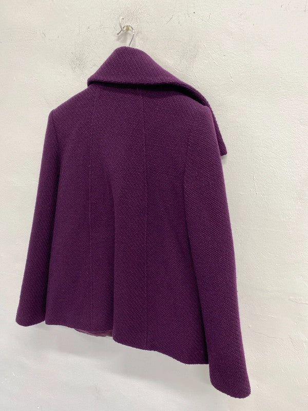 Fabulous Long Tall Sally Prune purple wool blend coat Formal or fun Uk10 KD001