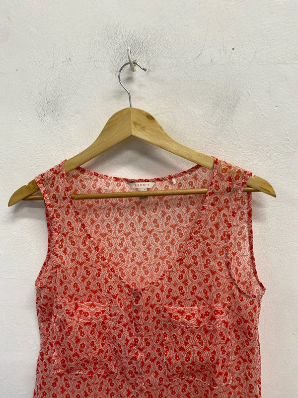 Lovely esprit red white semi sheer cami UK 12 MM005