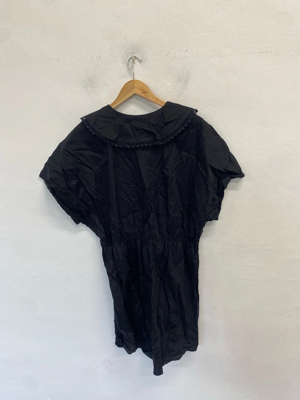 Gorgeous monki black collared smock midi dress UK L LB010