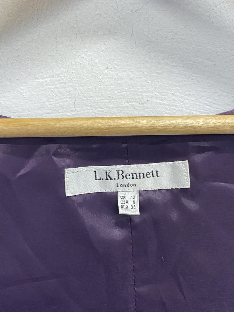 Lovely Lk Bennett Purple Wool Ruched Midi Dress UK 10 EC001