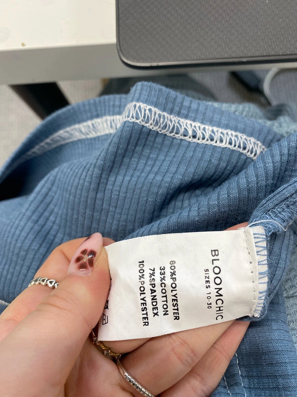 Lovely bloom chic blue colour block top UK 18-20 LG004