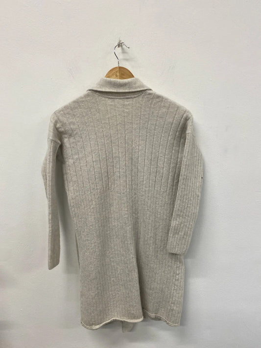 White Label Stylish Cream Ribbed Wool & Cashmere Blend Cardigan UK 14 VW001