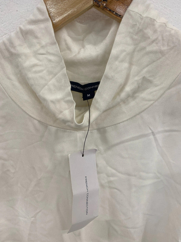 French Connection Chic Ivory High Neck Top Size M NN001