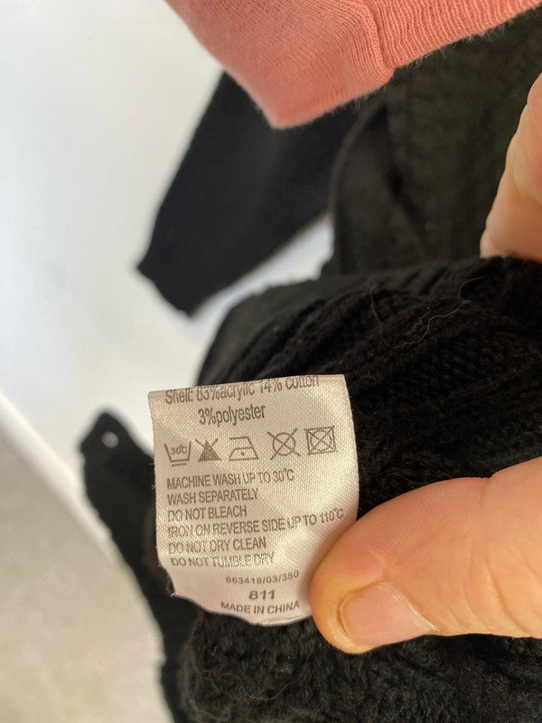 Lovely kangol cable knit cardigan black slouchy 10 JR001