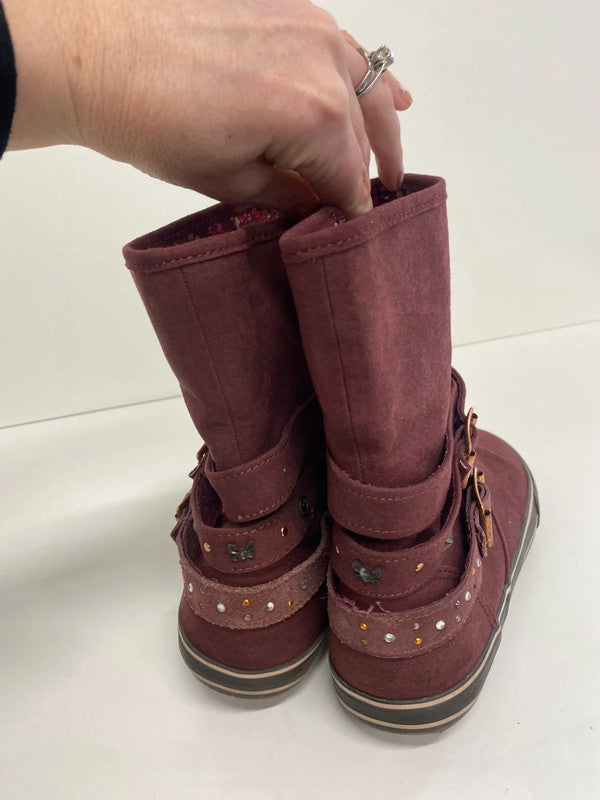 Fabulous burgundy Next embellished biker boots Uk4 GK002