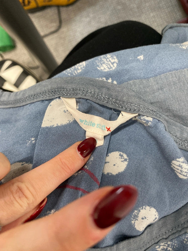 Gorgeous white stuff blue distressed spots tunic dress UK 10 MM005