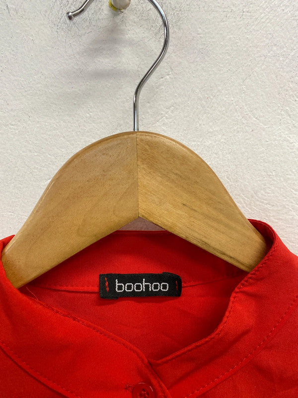 Stunning boohoo red pleated tie dress UK 12 LL003