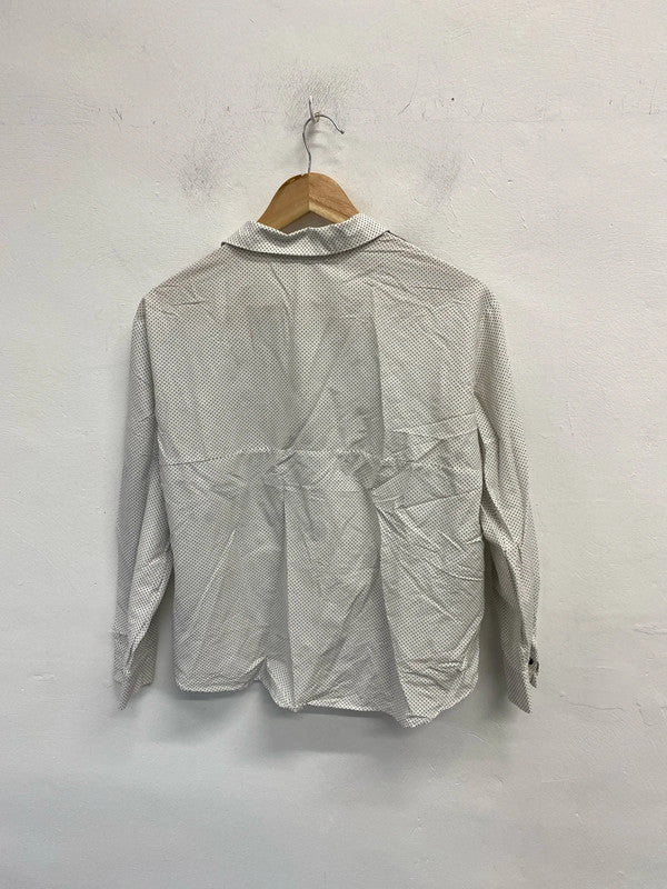 Stunning zara white black spotted shirt UK M JB001