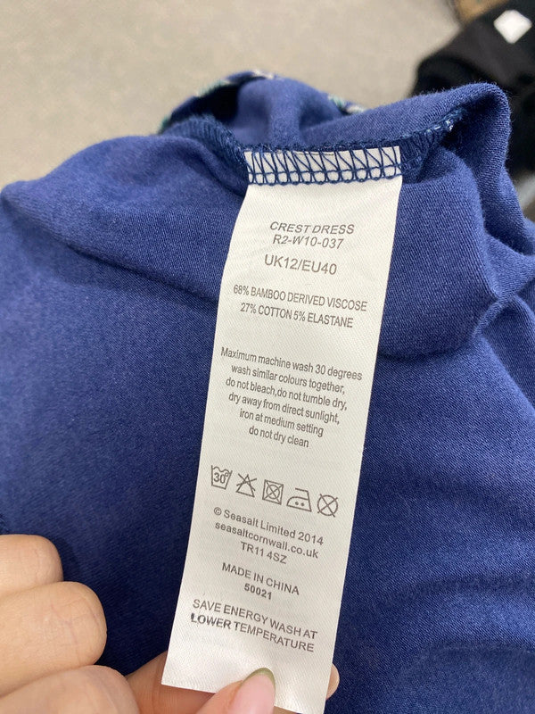 Lovely Seasalt Cornwall blue floral midi dress UK 12 MM005