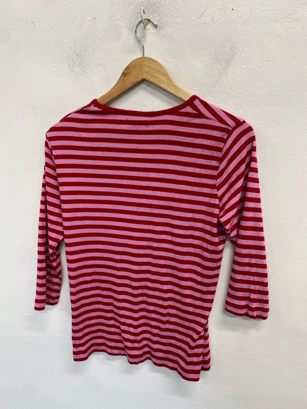 Stunning redgreen pink stripe long sleeve top UK L MM005
