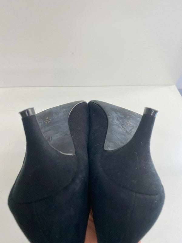 Cute Velvet Faux suede kitten heel black formal shoes Uk4 Next GW001