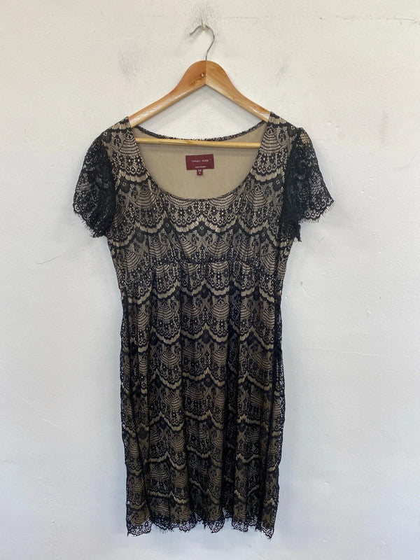 Tiffany Rose Elegant Black & Beige Lace Maternity Midi Dress UK 14-16 MD002