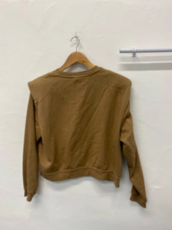 Fabulous Tan brown sweatshirt shoulderpads UkM JB001