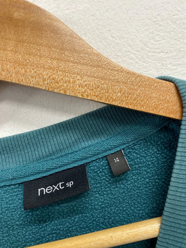 Next Forrest green studded jumper UK 14 KS003