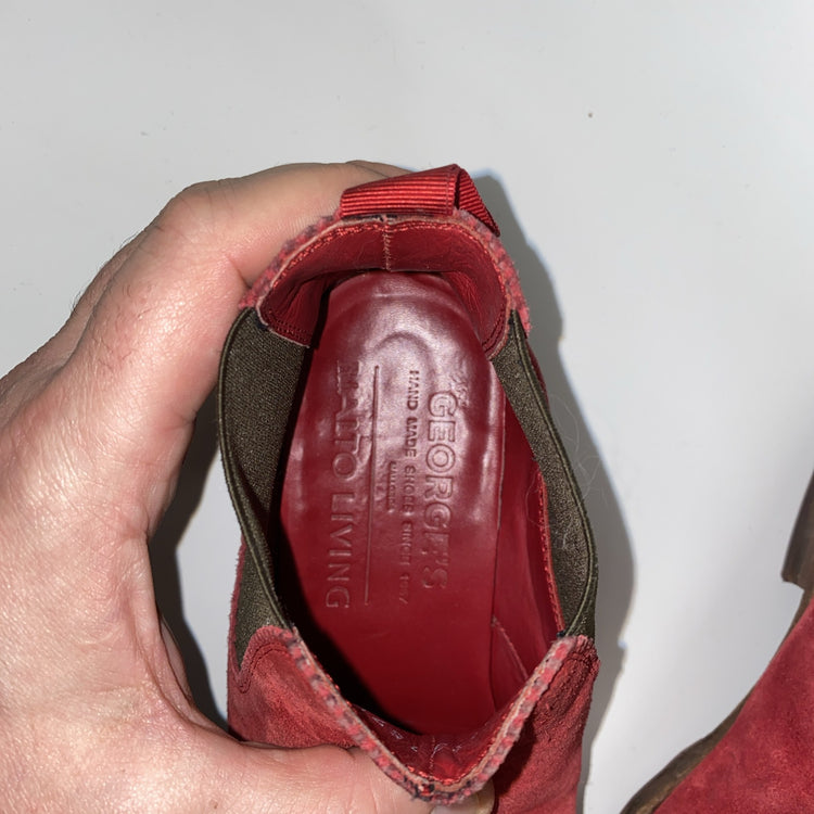 Gorgeous Red Suede George’s Chelsea Boots UK4 36 Super Soft Handmade SS002