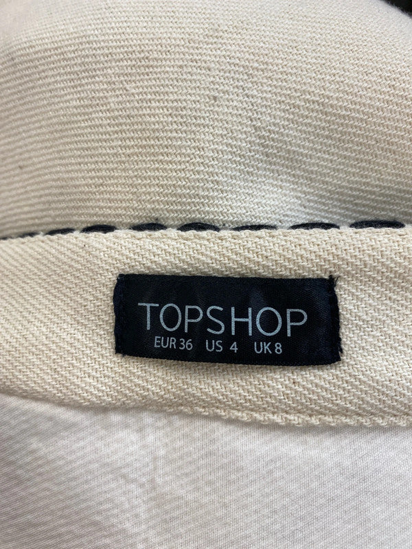 Topshop Stylish Cream & Black Aztec Pattern Mini Skirt UK 8 AG006