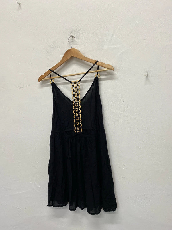 Fabulous River Island swim cover up boho dress black Uk8 KM004