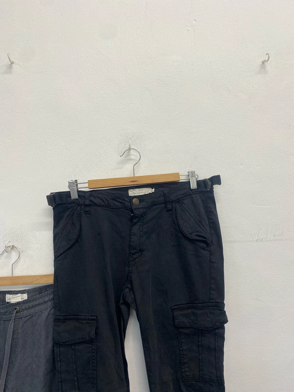 Lovely duo of H&M cargo trousers black khaki UK 14 #19 KM003
