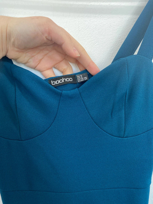 Boohoo Elegant Sea Green Trumpet Dress UK 8 LK009