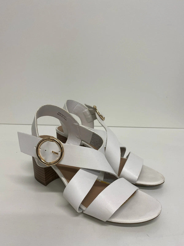 Classic mid block heel white summer sandal Uk5 LB005