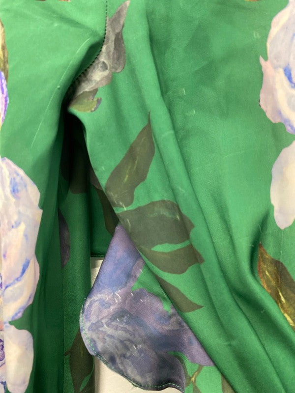 Fabulous Forest green floral dress Uk10 floaty boho romantic LP003